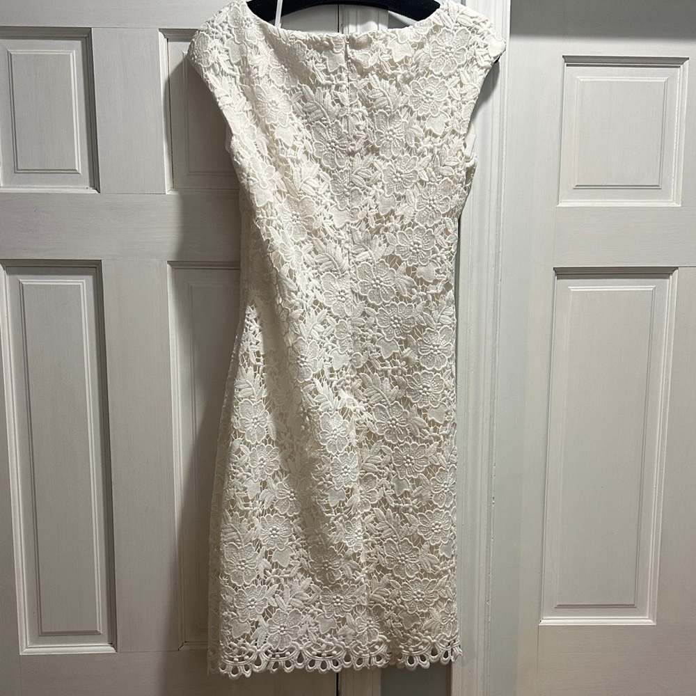 Ralph Lauren Cream Floral Lace Midi Sheath Dress